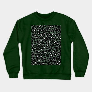 Olive Green Leopard Spots Print Crewneck Sweatshirt